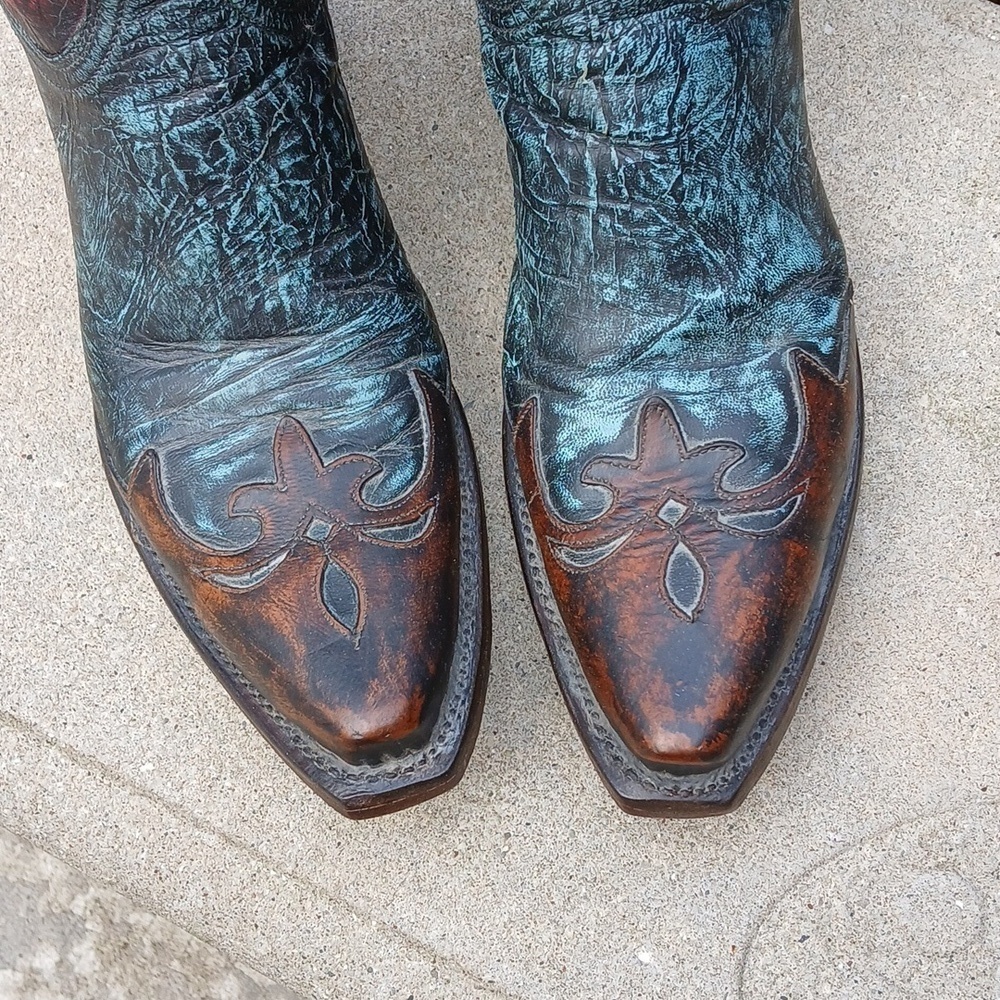 Lucchese Stonewashed Goat Cowgirl Boot Robins Egg N9320 sz 9 - Picture 2 of 16